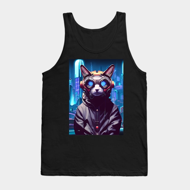 Cool Japanese Techno Cat In Japan Neon City Tank Top by star trek fanart and more